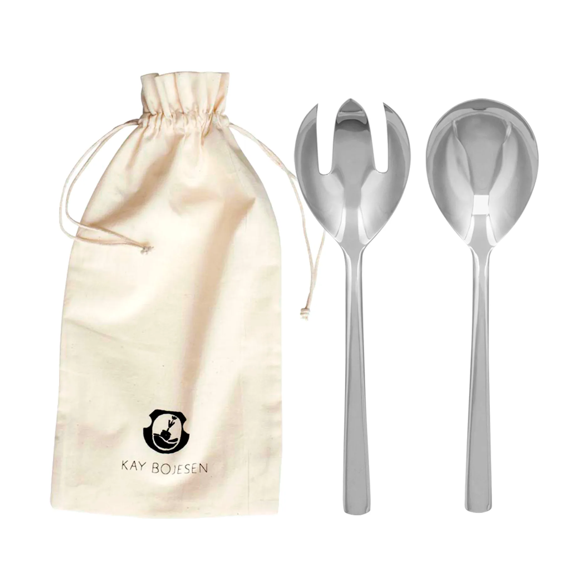 Grand Prix -salaattiottimet 18,5 cm 2 osaa, Polished steel Kay Bojesen