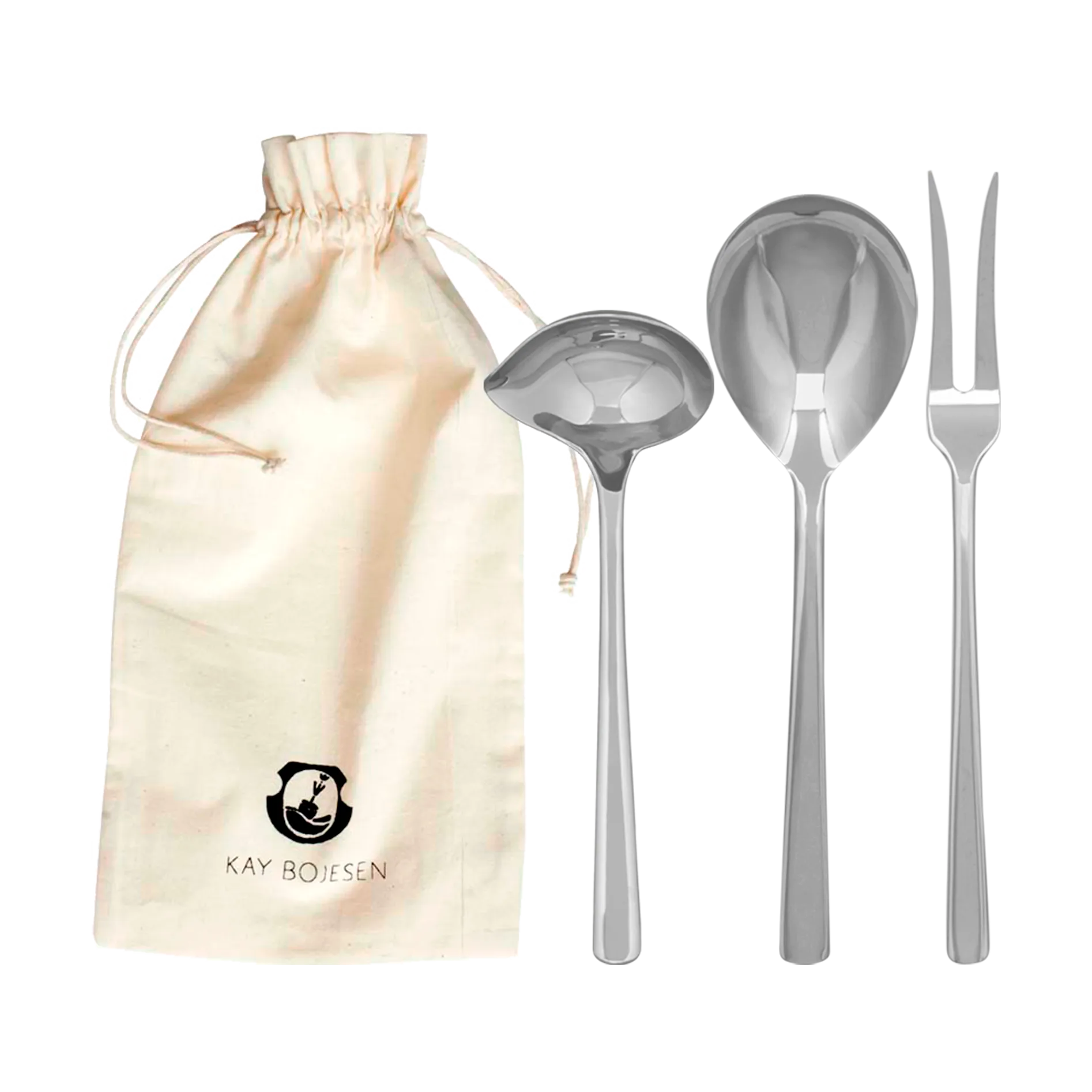 Grand Prix -tarjoilusetti 3 osaa, Polished steel Kay Bojesen