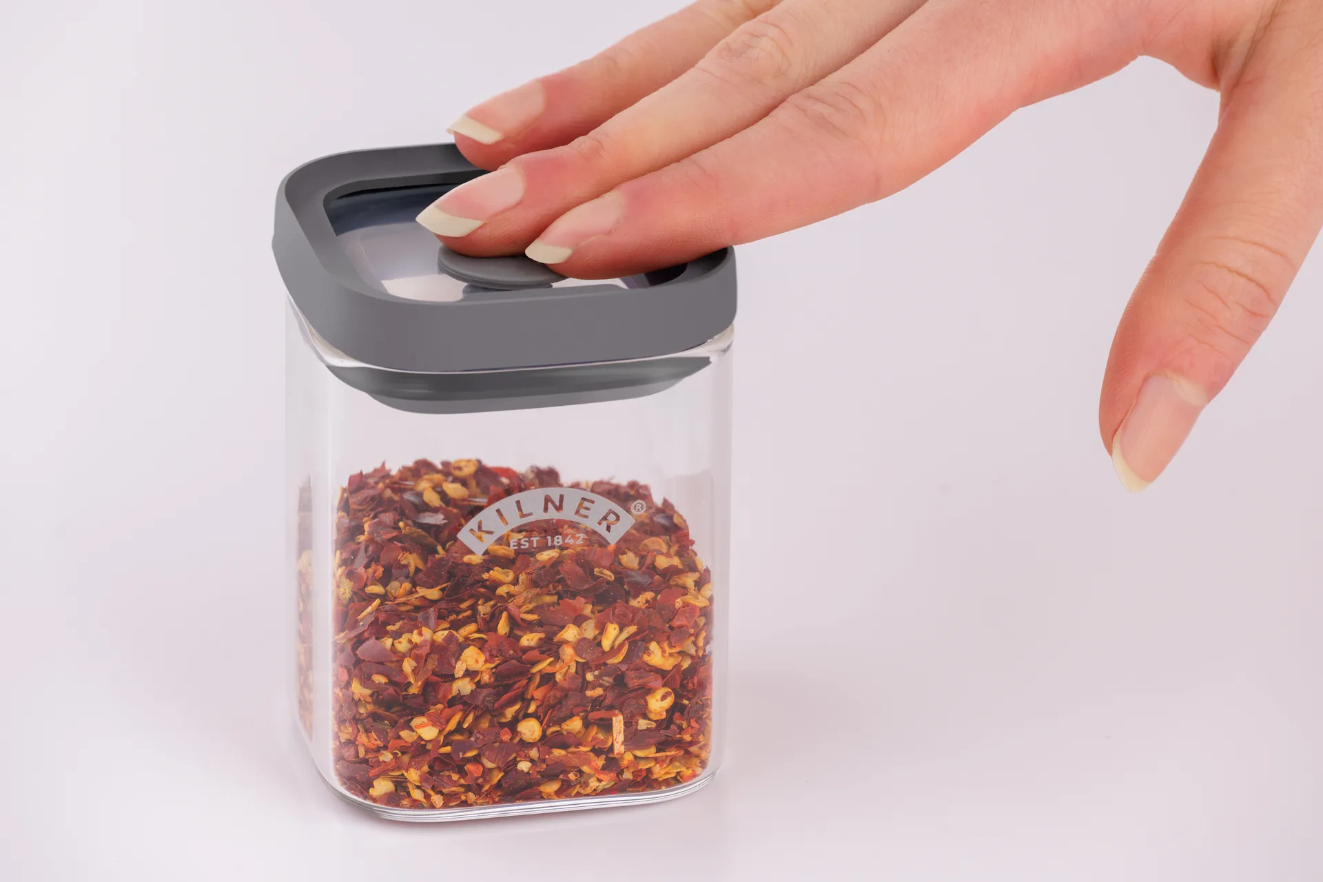 Kilner FRESH maustepurkki neliskulmainen, Kirkas harmaa, 160 ml Kilner