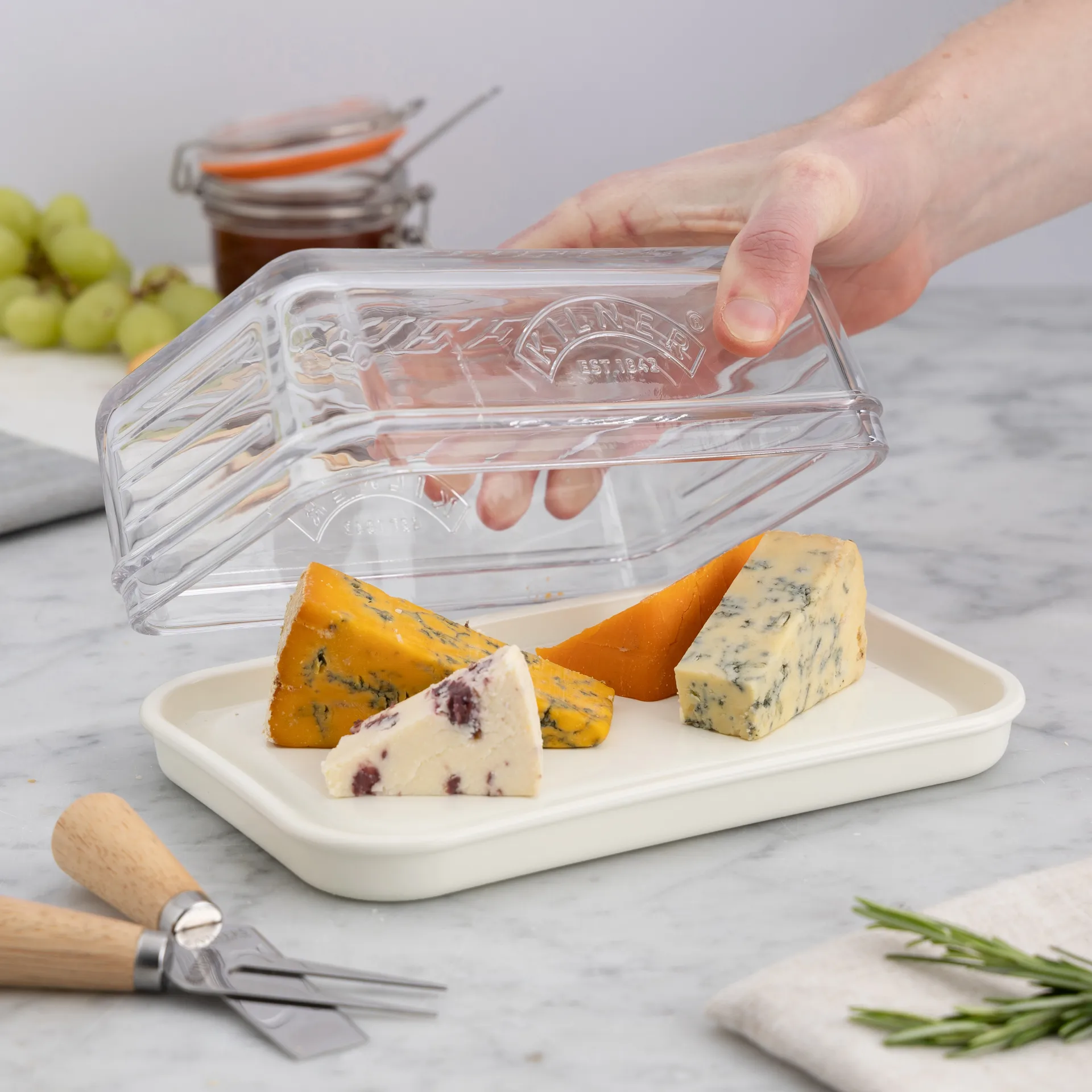 Kilner juustosäilytys, Kirkas valkoinen Kilner