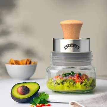 Kilner Mash & Store säilytyspurkkisetti - Kirkas ruostumaton teräs ja puu, 0,5 l - Kilner
