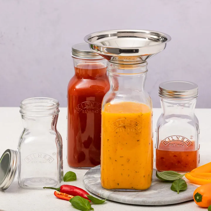 Kilner mehu- ja kastikepullo - Kirkas ruostumaton teräs, 1 l - Kilner