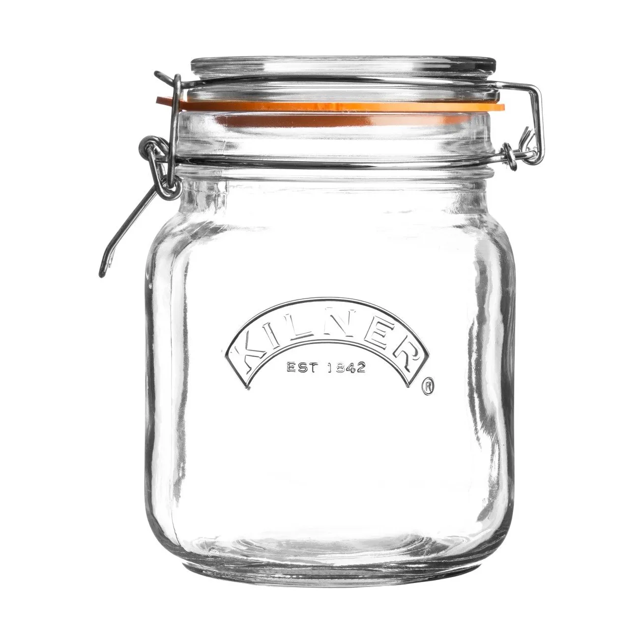 Kilner neliönmuotoinen säilykepurkki salpalla, Kirkas, 1 l Kilner