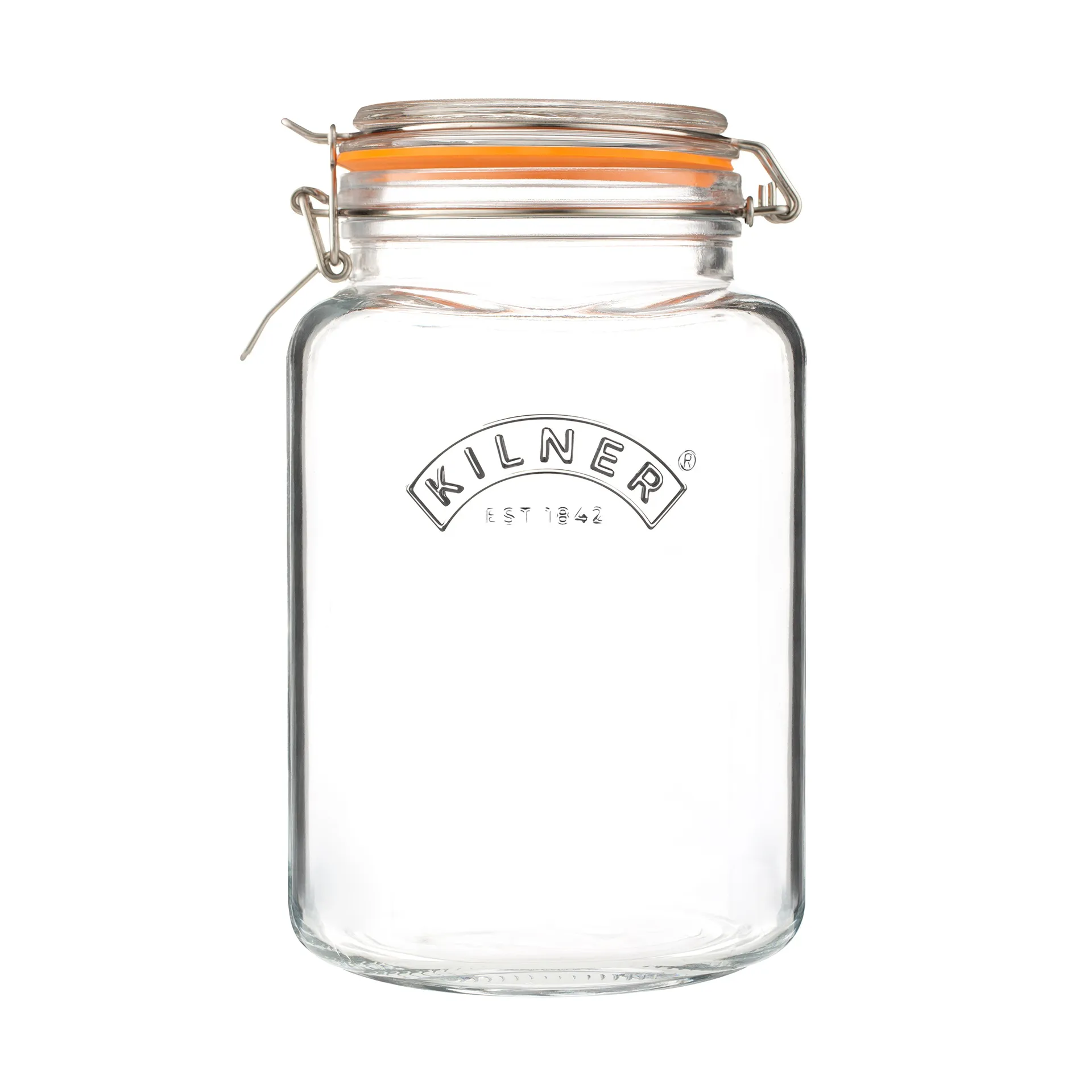 Kilner neliönmuotoinen säilykepurkki salpalla, Kirkas ruostumaton teräs, 3 l Kilner