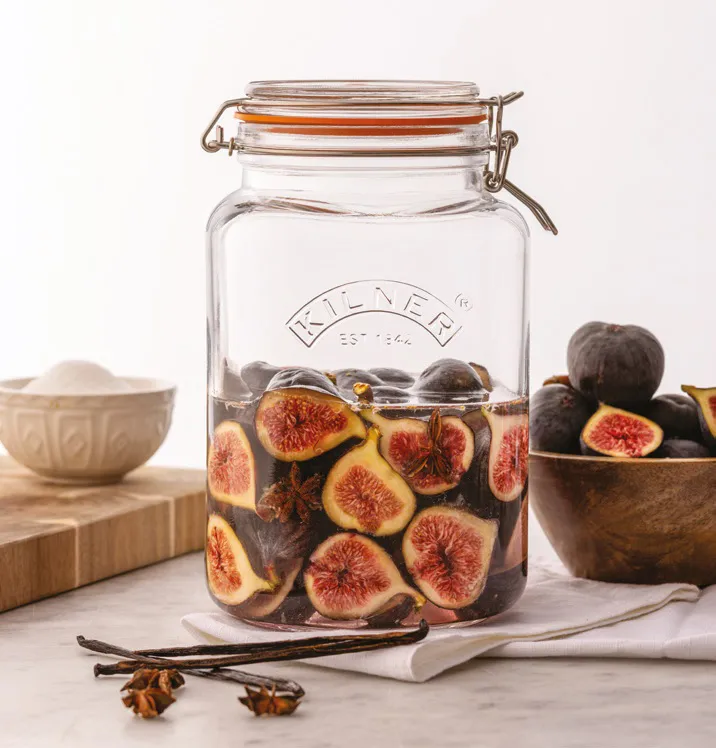 Kilner neliönmuotoinen säilykepurkki salpalla, Kirkas ruostumaton teräs, 3 l Kilner
