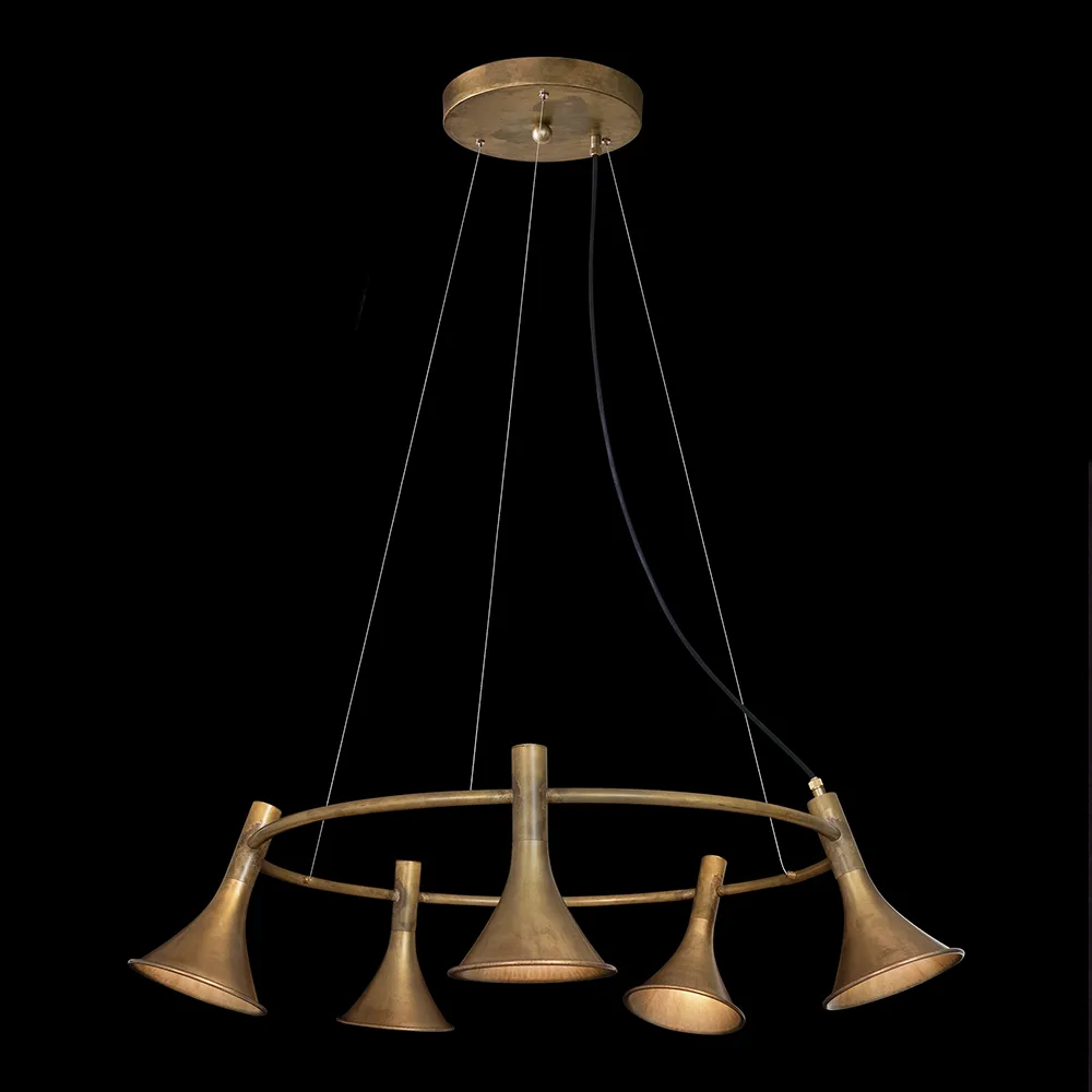 Megafon 5-Matala Pyöreä riippuvalaisin, raaka messinki Konsthantverk