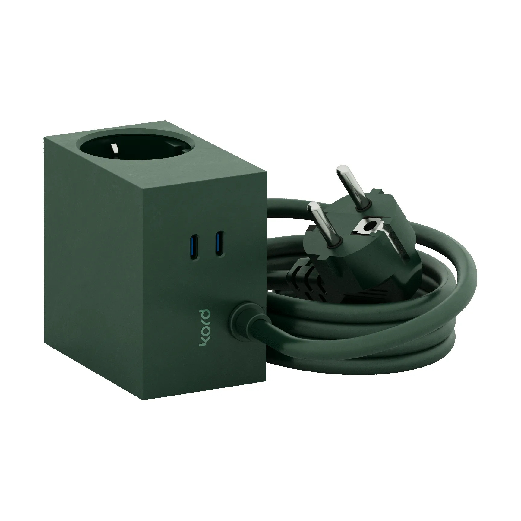 Cuboid+ haaroituspistorasia USB-C 30W 2 m, Dark Green Kord