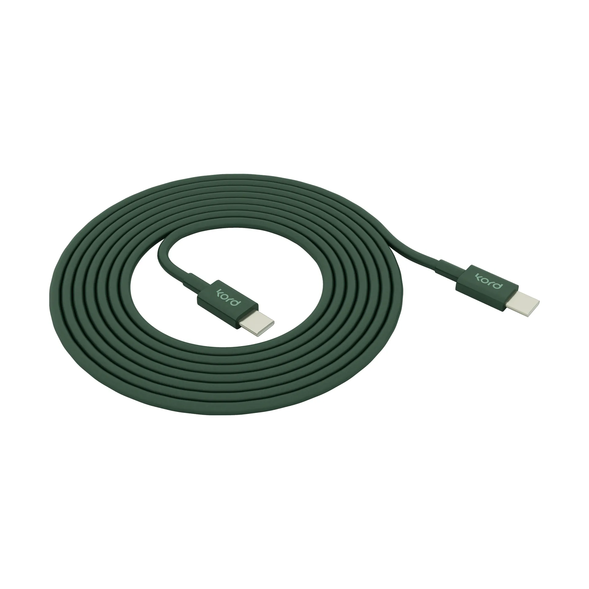 Kord USB-C - USB-C latauskaapeliin 1,8 m, Dark Green Kord