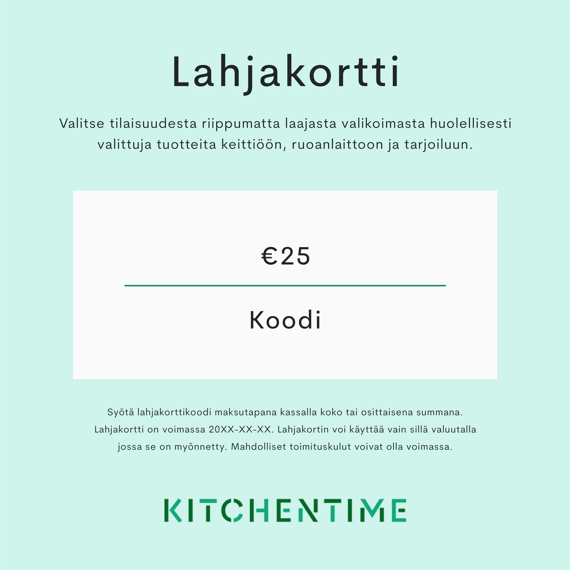 Digitaalinen lahjakortti, 25,00 € Lahjakortti