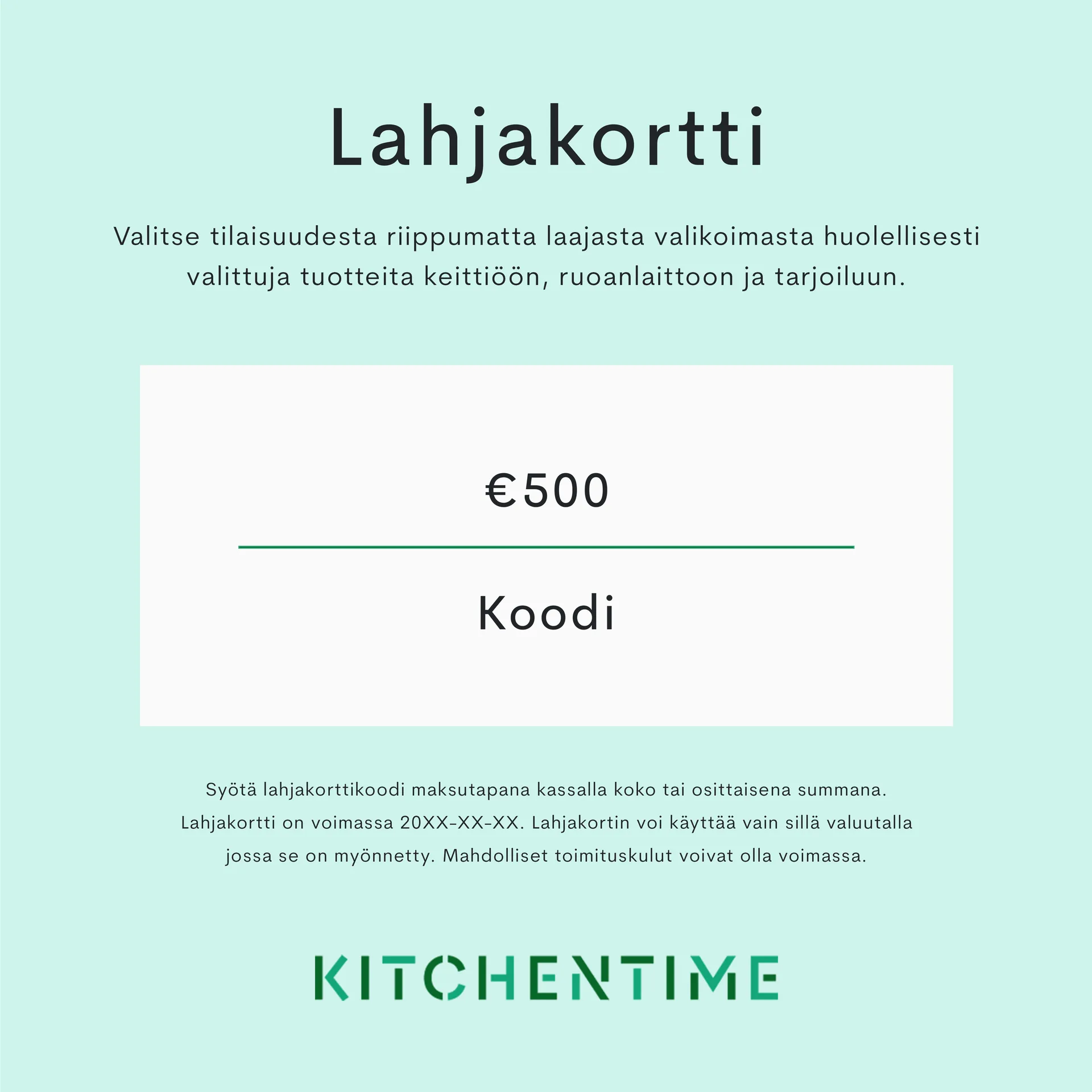 Digitaalinen lahjakortti, 500,00 € Lahjakortti