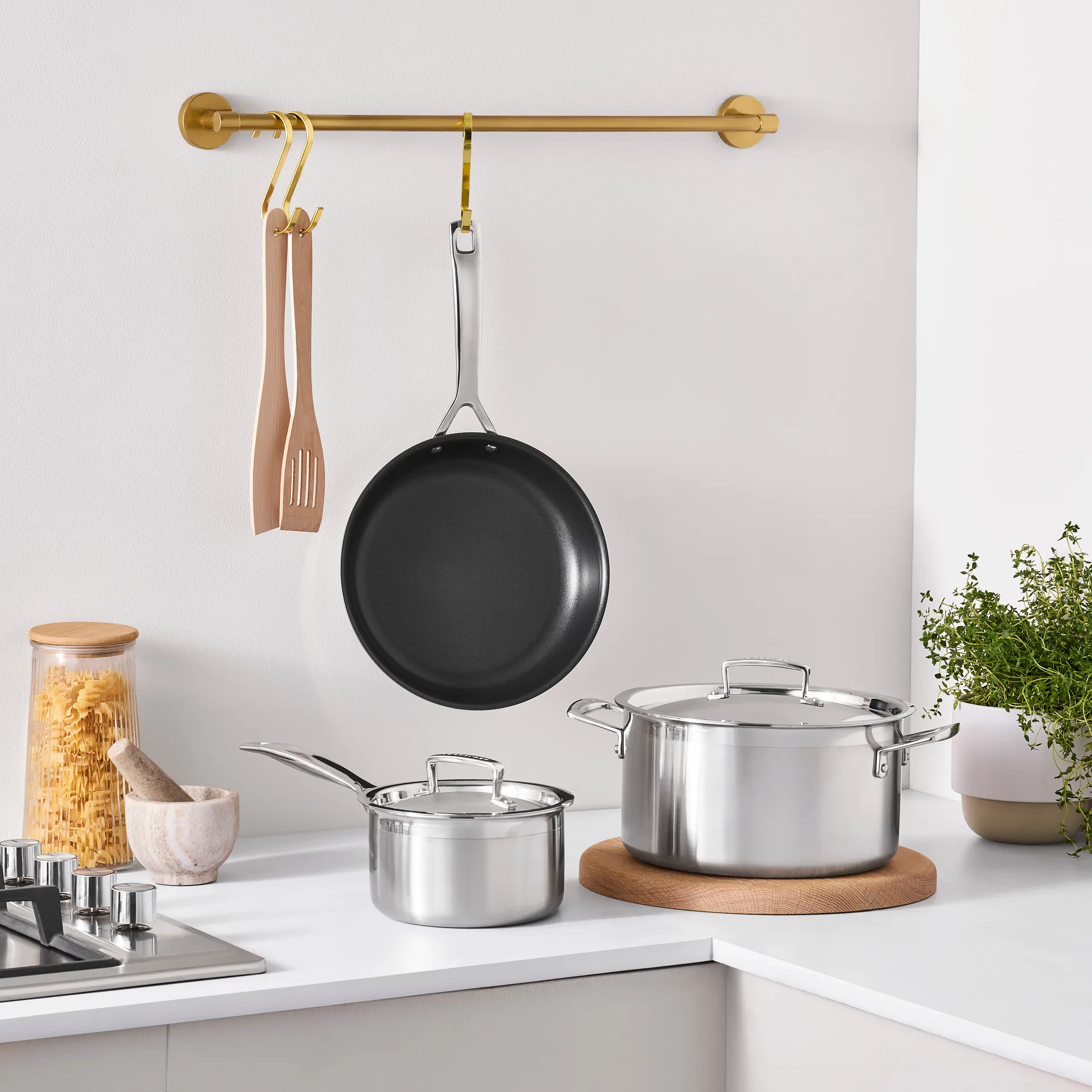 Le Creuset kattila- ja paistinpannusetti, Ruostumatonta terästä, 3 osaa Le Creuset