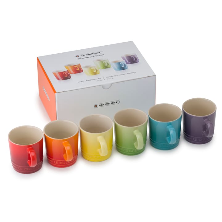 Le Creuset lahjasetti espressomuki 10 cl 6-pakkaus, Rainbow Le Creuset