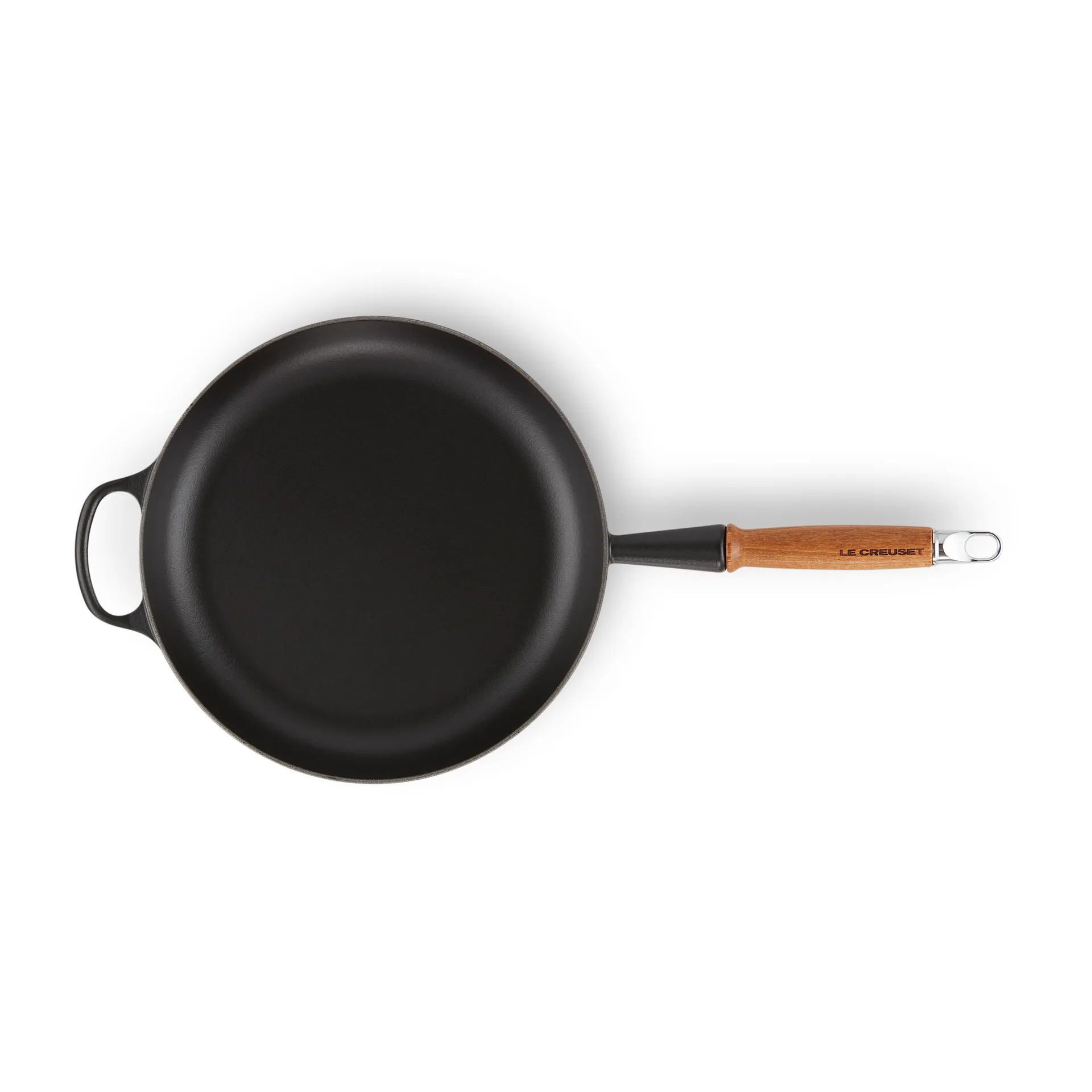Le Creuset Signature -paistinpannu puukahvalla 28 cm, Matte Black Le Creuset