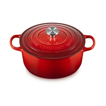 Le Creuset Signature valurautainen pyöreä pata - Kirsikanpunainen, 5,3 l - Le Creuset