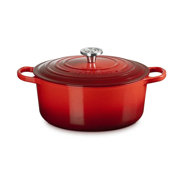 Le Creuset Signature valurautainen pyöreä pata - Kirsikanpunainen, 6,7 l - Le Creuset