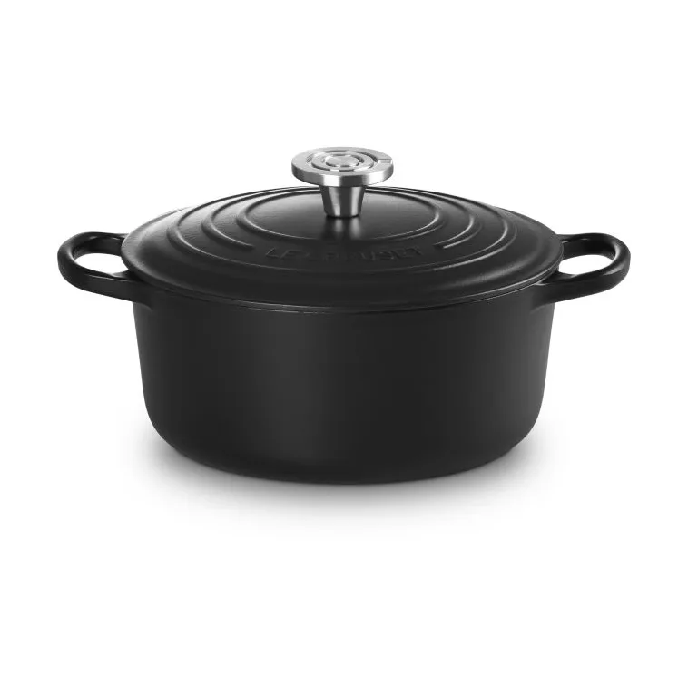 Le Creuset Signature valurautainen pyöreä pata, Matte Black, 4,2 l Le Creuset