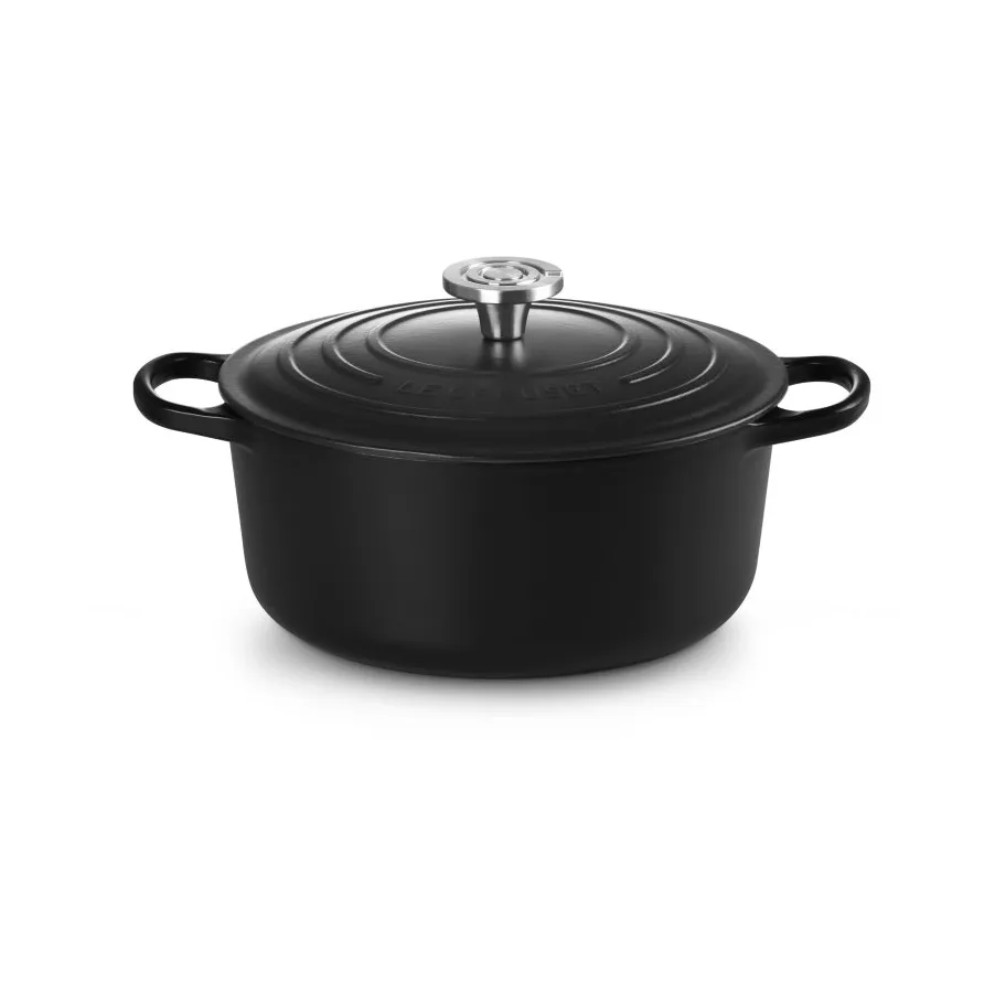Le Creuset Signature valurautainen pyöreä pata, Matte Black, 5,3 l Le Creuset