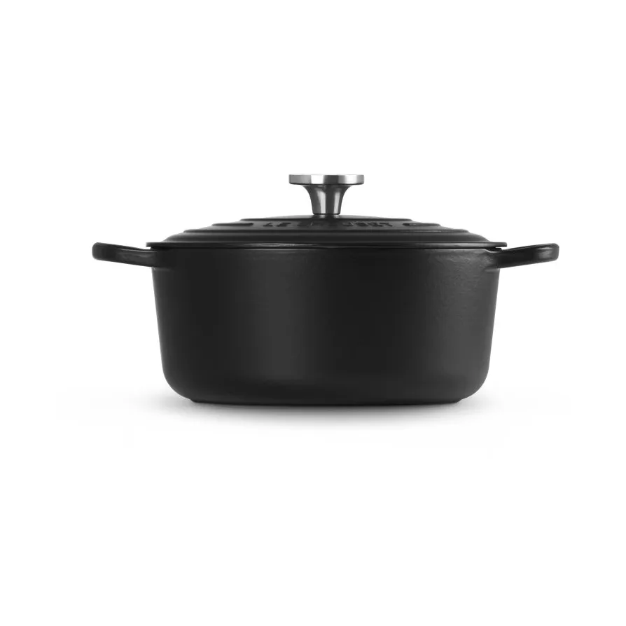 Le Creuset Signature valurautainen pyöreä pata, Matte Black, 5,3 l Le Creuset