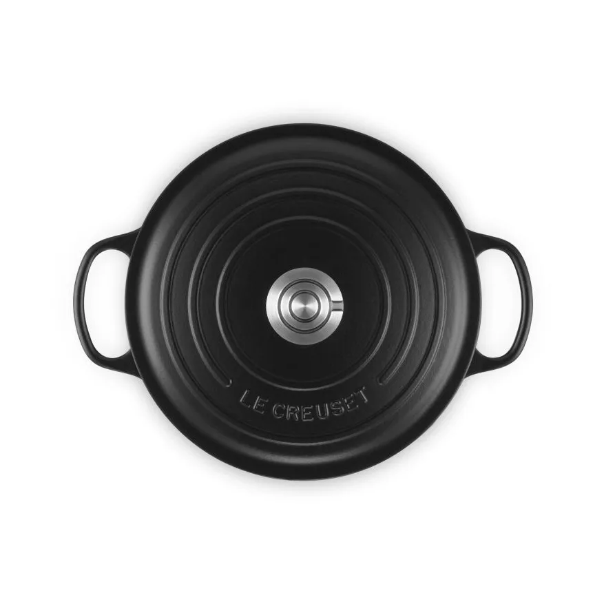 Le Creuset Signature valurautainen pyöreä pata, Matte Black, 5,3 l Le Creuset