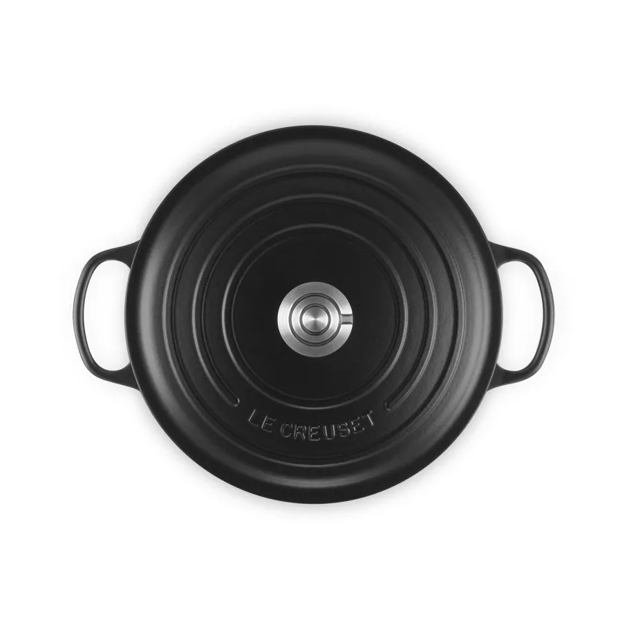 Le Creuset Signature valurautainen pyöreä pata, Matte Black, 6,7 l Le Creuset