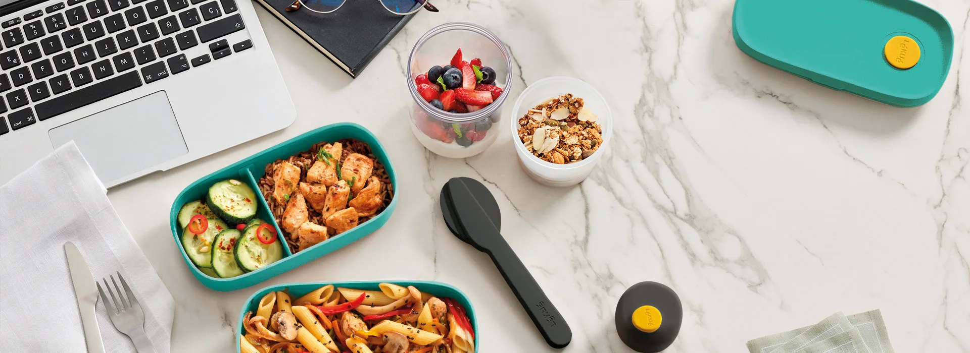 Lékué aterinsetti kotelolla 5 osaa, Musta Lékué