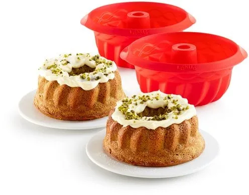 Lékué silikonimuotit mini savarin 2-pack, Punainen Lékué