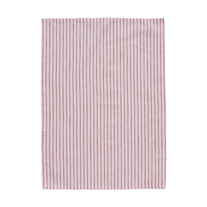 Olivia keittiöpyyhe kapeat raidat 50x70 cm - Off White-Dark Coral - Lene Bjerre