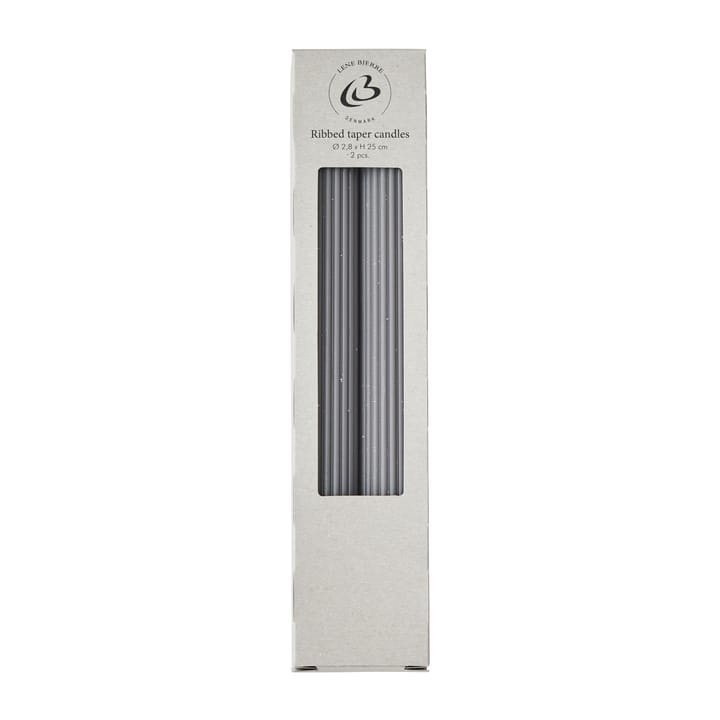 Ribbat kynttilä 25 cm 2-pakkaus, dark grey Lene Bjerre