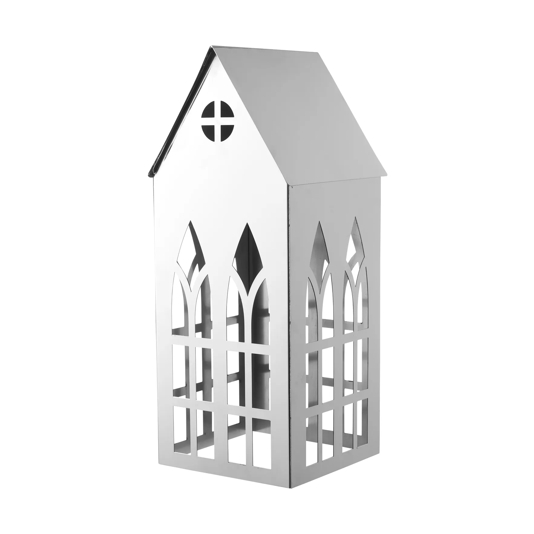 Sigrine house kynttilälyhty, Hopeanhohtoinen, 14x14xK33 cm Lene Bjerre