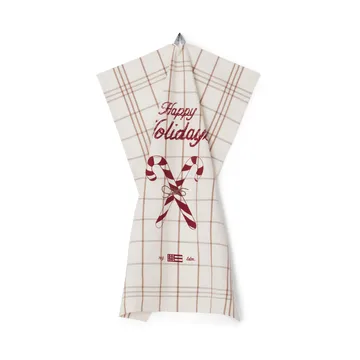 Candy Cane Organic Cotton -keittiöpyyhe 50 x 70 cm - White-beige-gray - Lexington