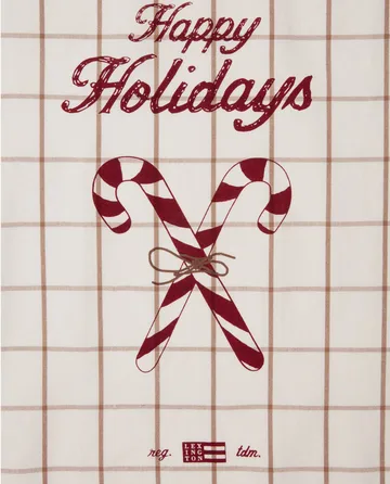 Candy Cane Organic Cotton -keittiöpyyhe 50 x 70 cm - White-beige-gray - Lexington