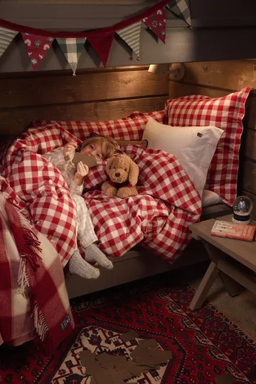 Checked Cotton Flannel -tyynyliina 50x60 cm - Red–light beige - Lexington