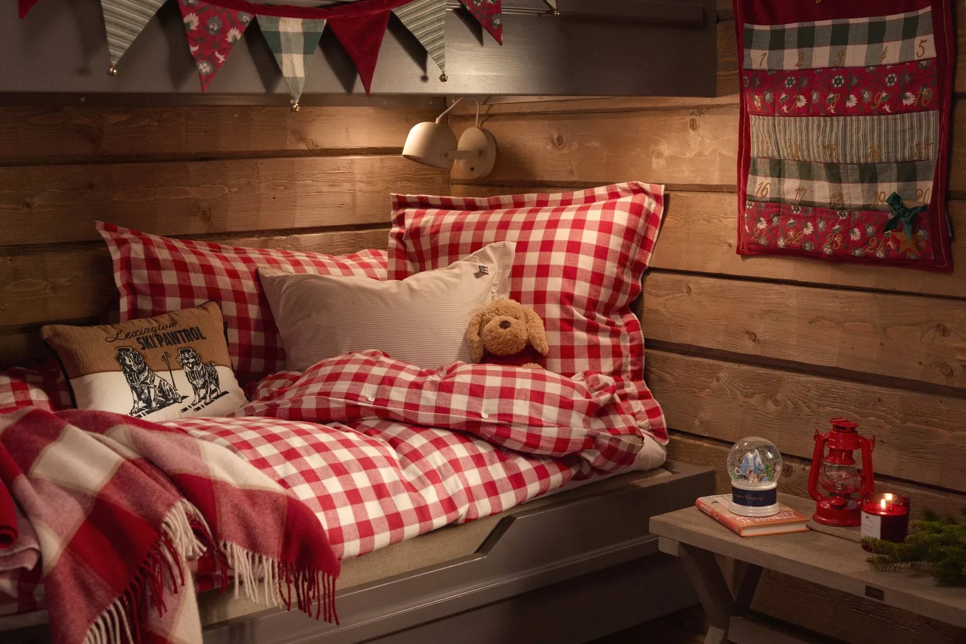 Checked Cotton Flannel -tyynyliina 50x60 cm, Red–light beige Lexington
