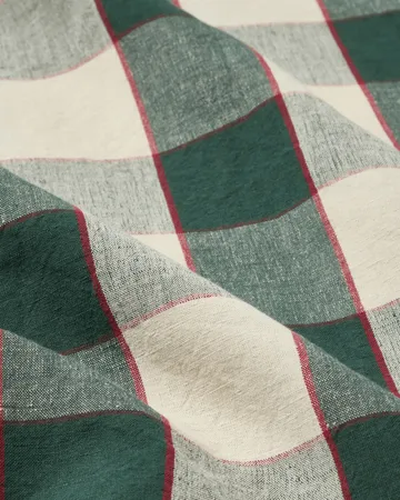 Checked Cotton Linen -pöytäliina 150 x 350 cm - Green–vaalea beige–punainen - Lexington