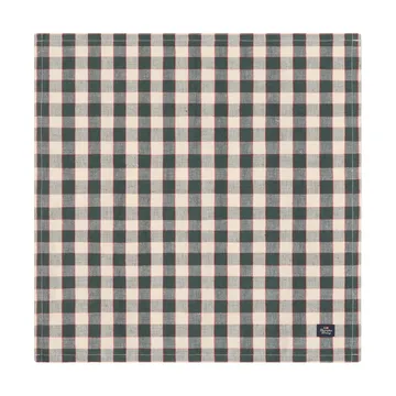 Checked Linen/Cotton kangasservetti 50x50 cm - Green–vaalea beige–punainen - Lexington