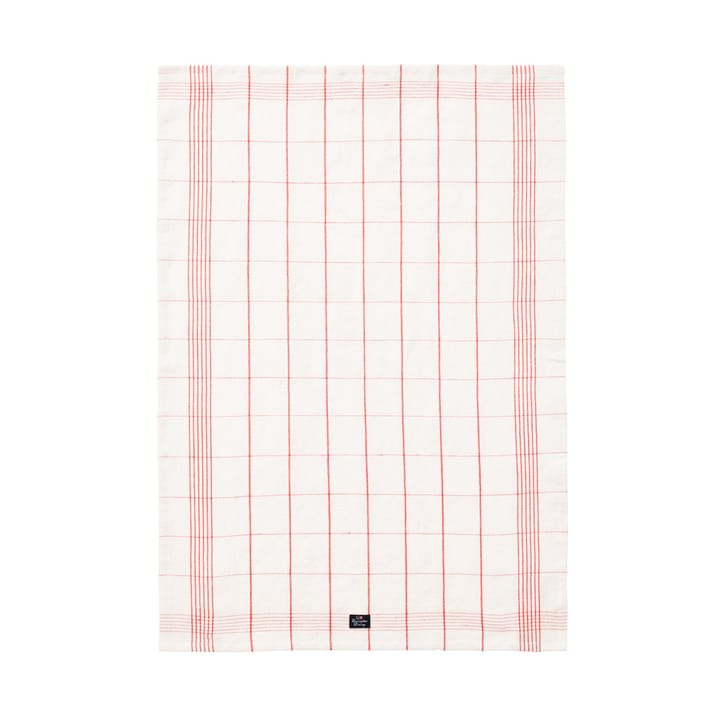 Checked Linen/Cotton keittiöpyyhe 50x70 cm, White-red Lexington