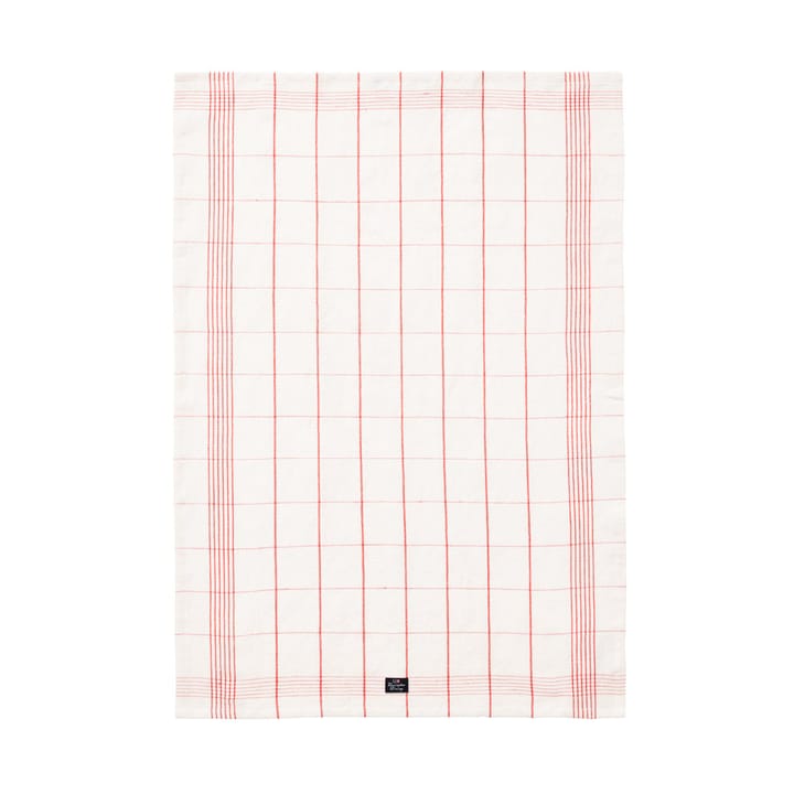 Checked Linen/Cotton keittiöpyyhe 50x70 cm - White-red - Lexington