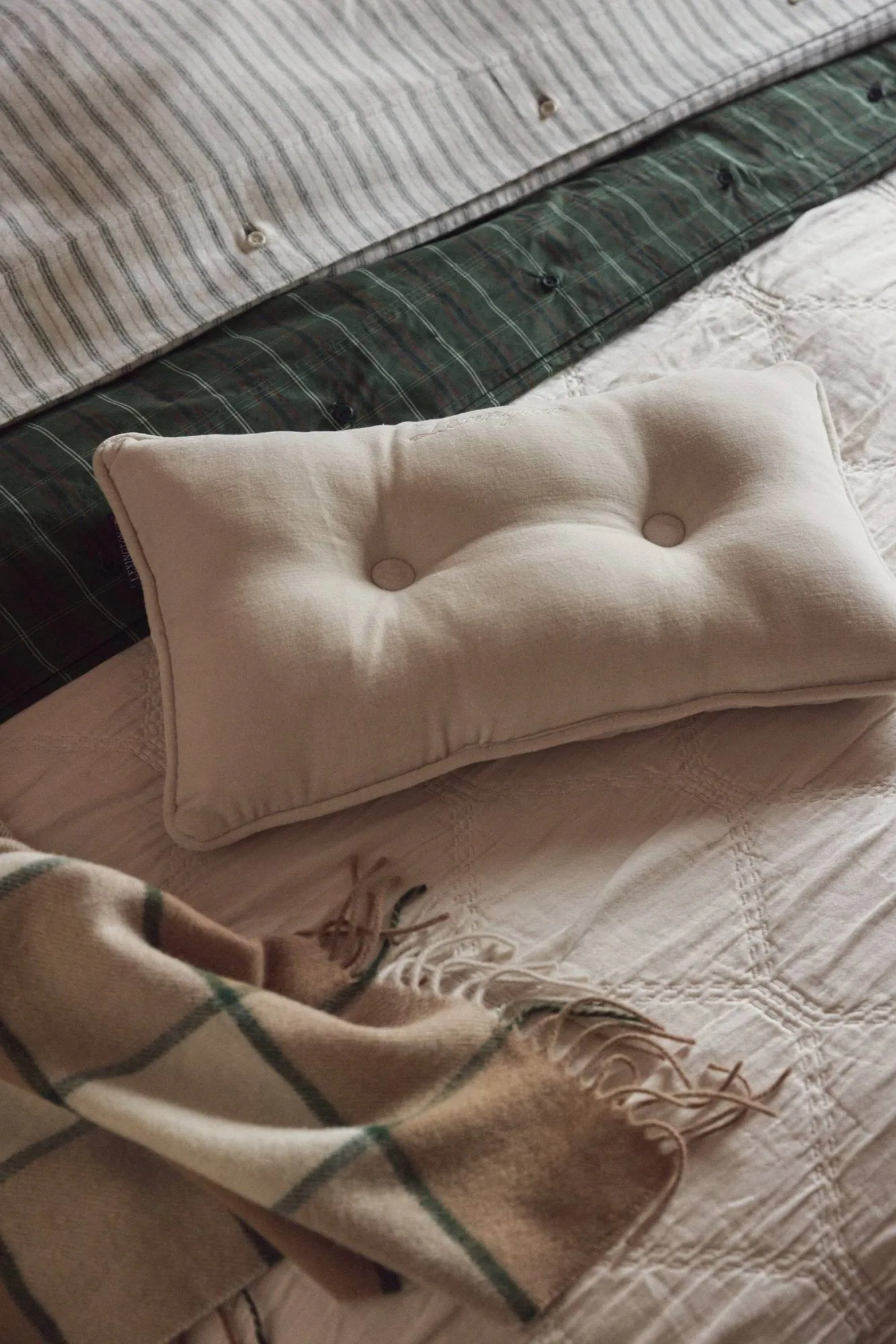Checked Recycled Wool huopa 130x170 cm, Beige–vaalea beige–vihreä Lexington