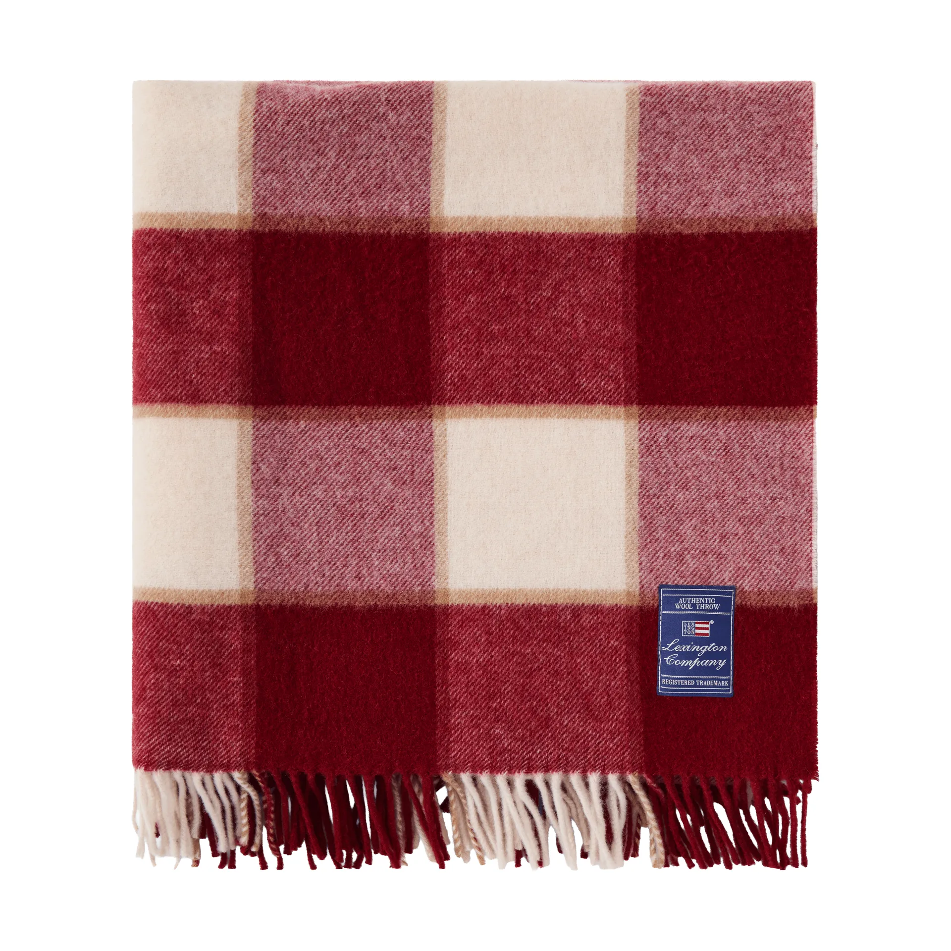 Checked Recycled Wool huopa 130x170 cm, Red-Light beige-beige Lexington