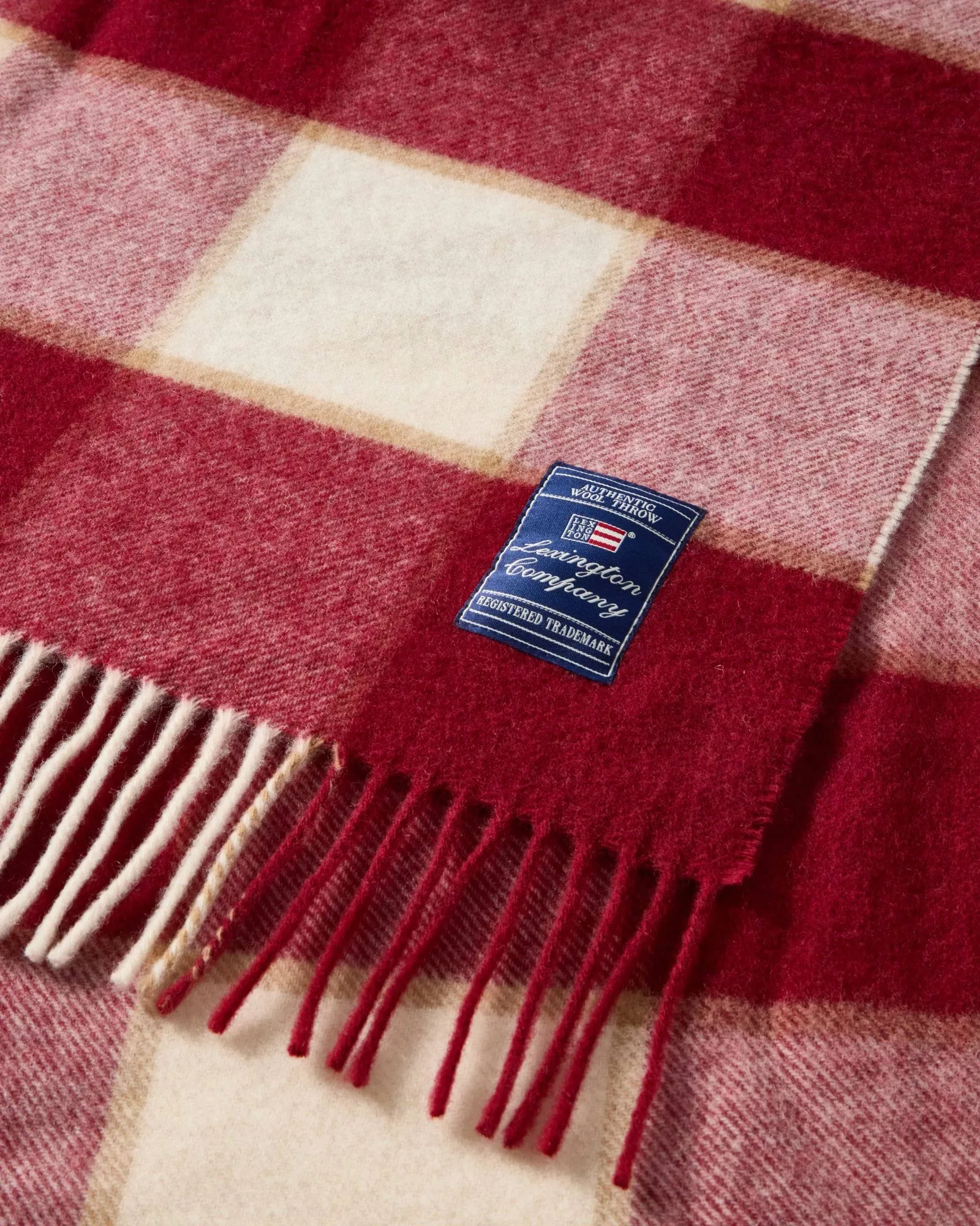 Checked Recycled Wool huopa 130x170 cm, Red-Light beige-beige Lexington