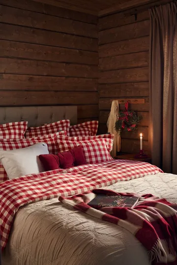 Checked Recycled Wool huopa 130x170 cm - Red-Light beige-beige - Lexington