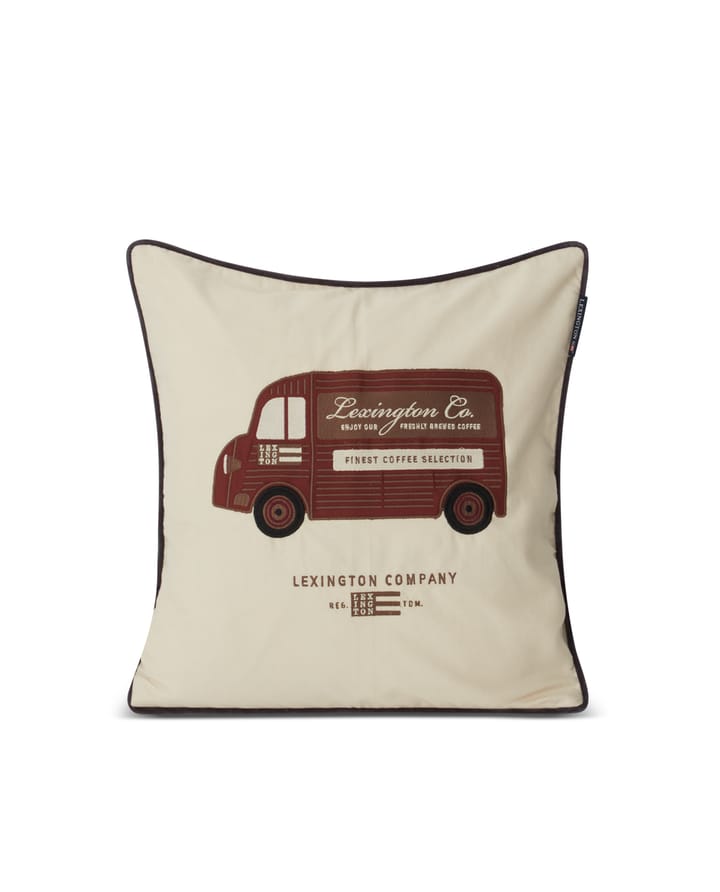 Coffee Truck tyynynpäällinen 50x50 cm puuvillatwilliä - Beige-ruskea - Lexington