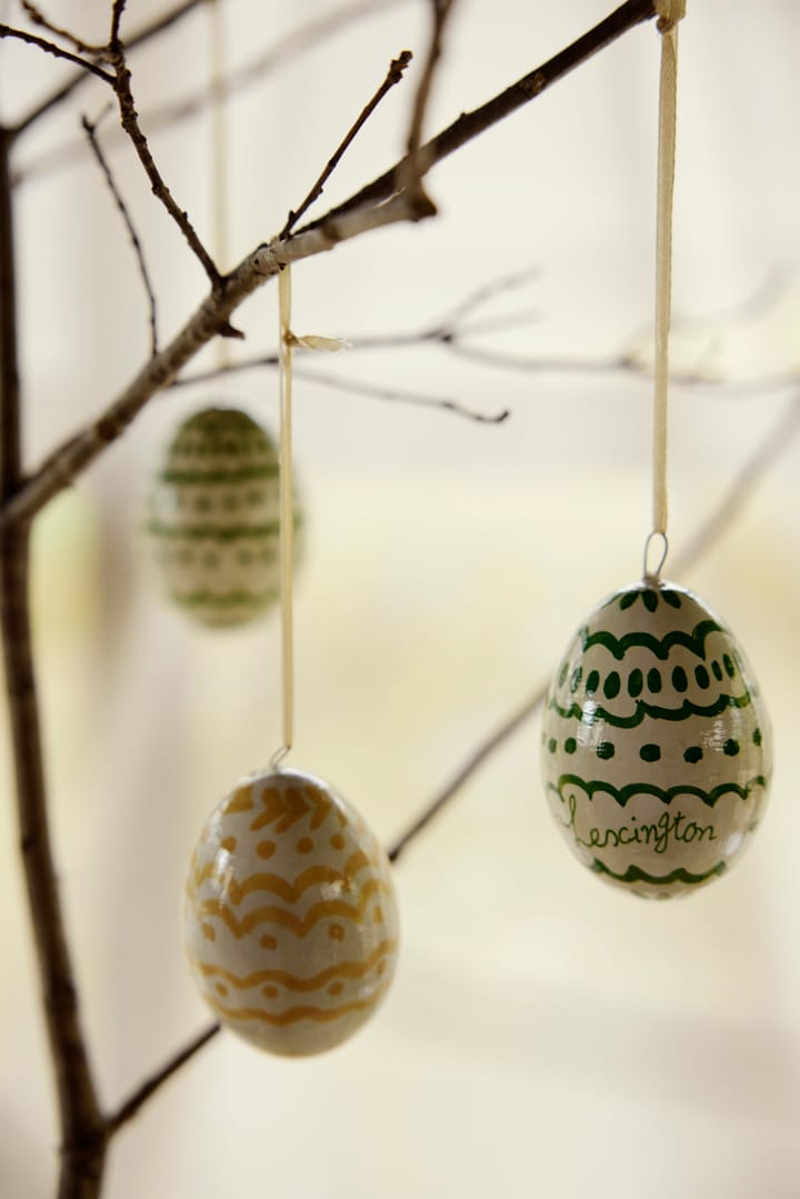 Easter Eggs in Papier Maché pääsi�äiskoriste 2 kpl, Green-yellow Lexington