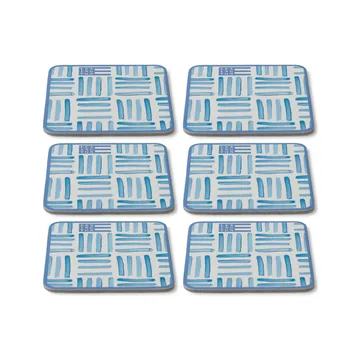 Graphic Printed -lasinalunen 6-pakkaus - Blue-White - Lexington