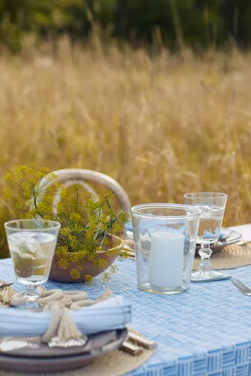 Graphic Printed -lasinalunen 6-pakkaus - Blue-White - Lexington