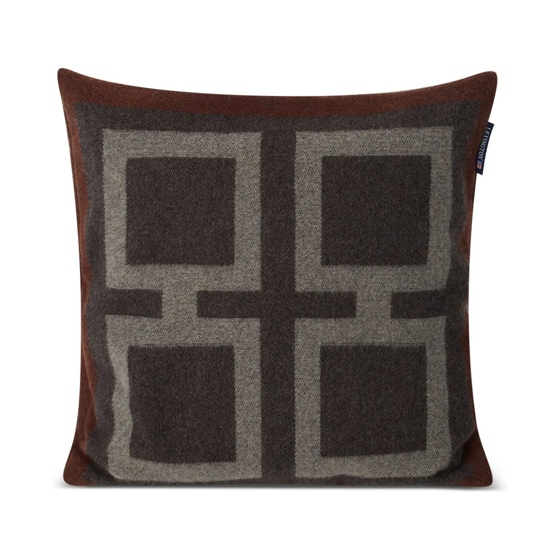 Graphic Recycled Wool -tyynynpäällinen 50 x 50 cm, Dark gray-white-brown Lexington