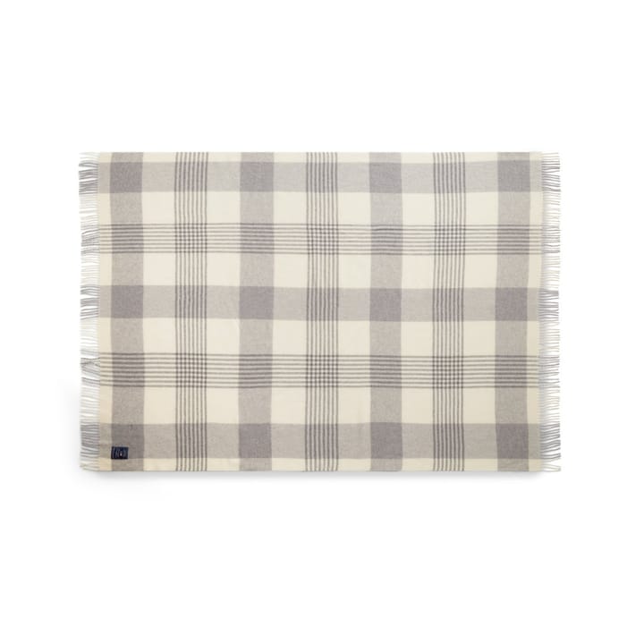 Gray Checked Recycled Wool -torkkupeitto 130 x 170 cm, Gray-white Lexington