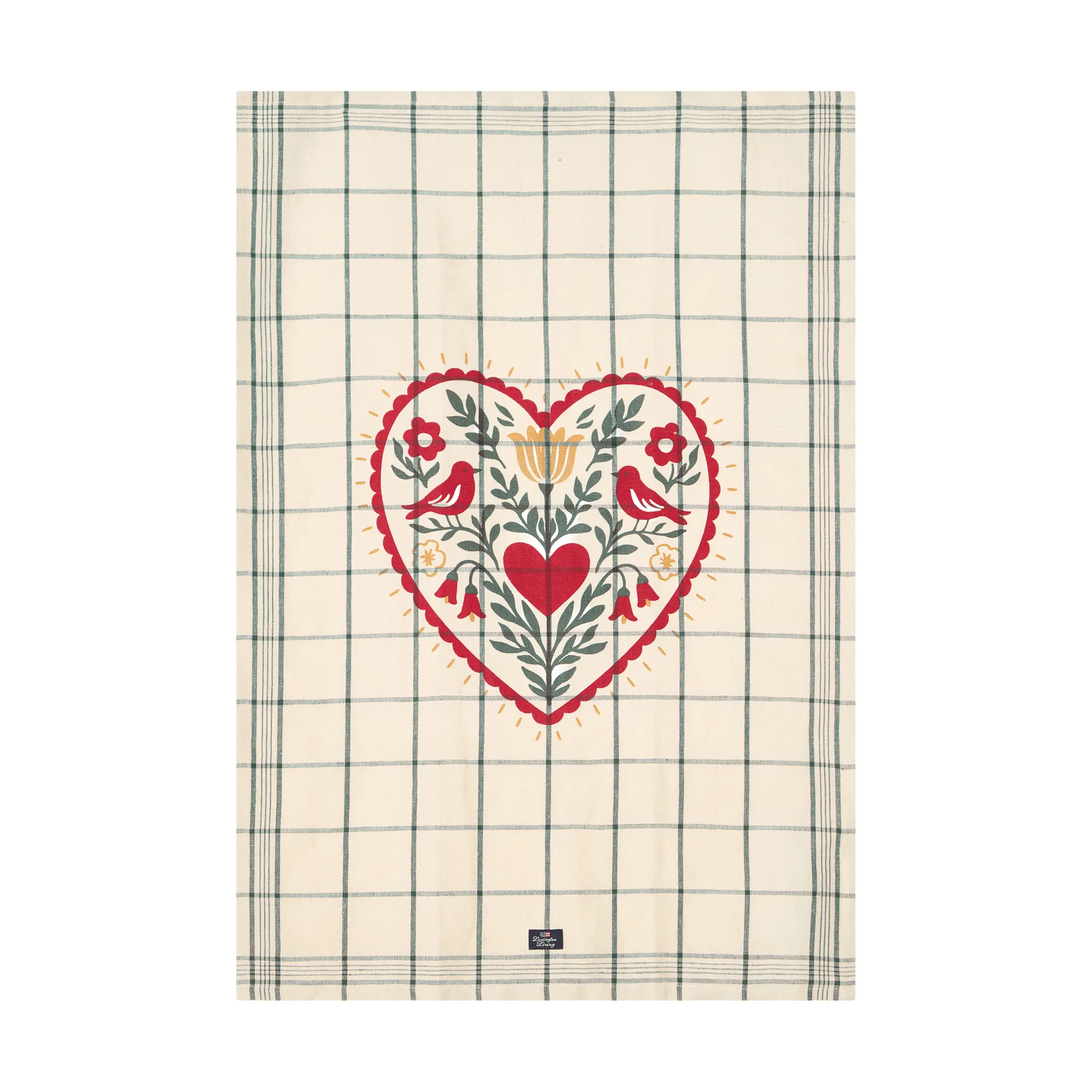 Heart pellava/puuvilla keittiöpyyhe, Valkoinen–vihreä–punainen, 50x70 cm Lexington