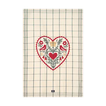 Heart pellava/puuvilla keittiöpyyhe - Valkoinen–vihreä–punainen, 50x70 cm - Lexington