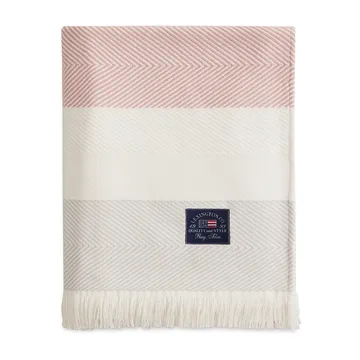 Herringbone Striped Recycled puuvillainen torkkupeitto - Valkoinen-vaaleanpunainen - Lexington